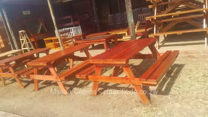 6 Seater Wooden Benches